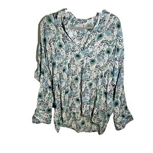 Lara Womens One Size Floral High Low Shirt Boho Pearl Button Lightweight Hippie
